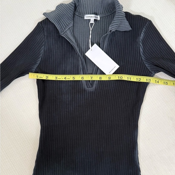 Cotton Citizen Charcoal Ribbed Short Sleeve Top - Picture 3 of 8